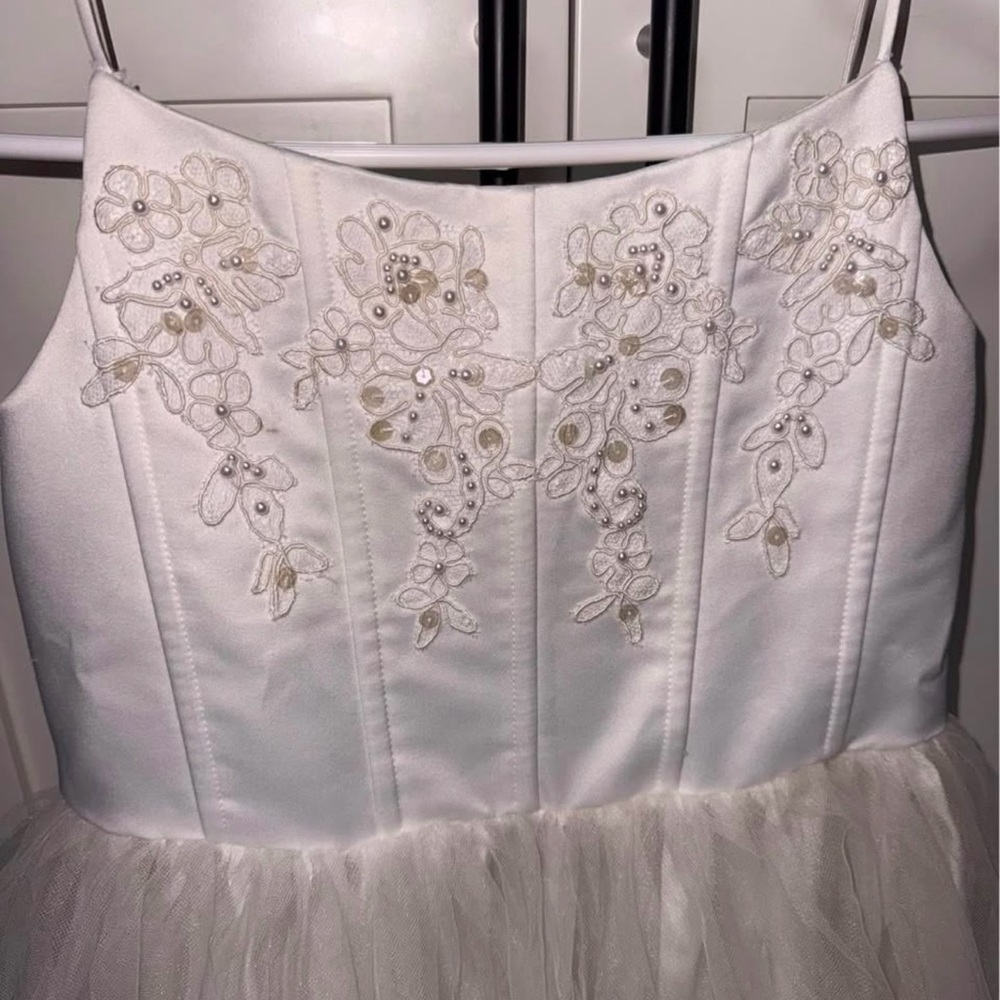Oleg Cassini Ivory Floral Embroidered Kids Dress - Picture 1 of 2